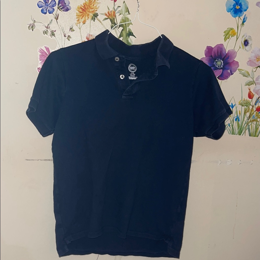 Black Cotton Polo Shirt Classic Style